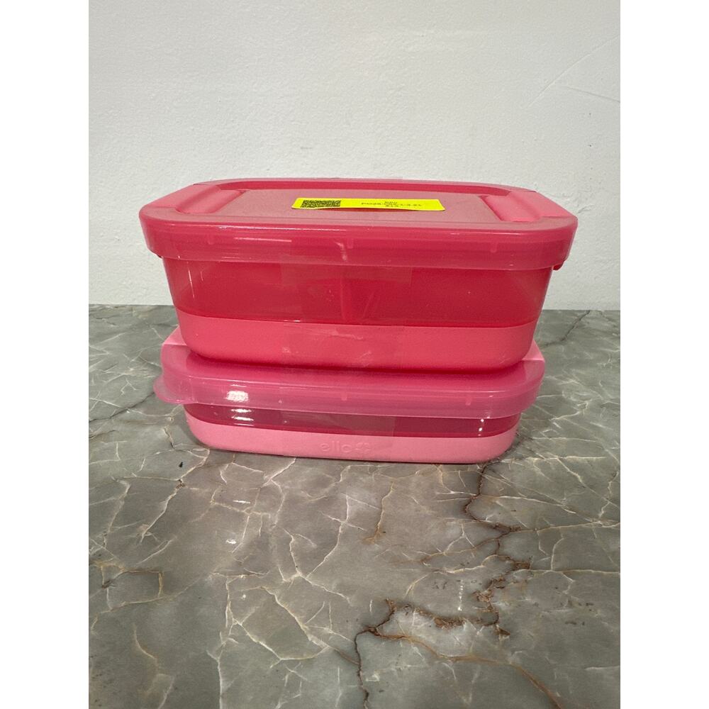 Ello 2-Pack Lunch Stack Plastic Food Storage Container Bento Box - Guava